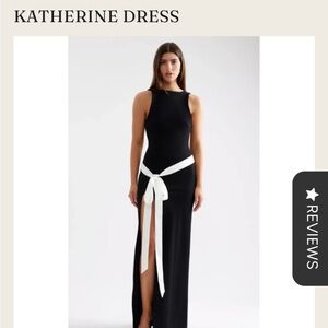 Elegant Black Maxi Dress with White Sash